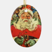 おもちゃのあるソリのヴィンテージクリスマスサンタクロース セラミックオーナメント (裏面)