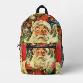 おもちゃのあるソリのヴィンテージクリスマスサンタクロース プリントバックパック (正面)