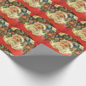 おもちゃのあるソリのヴィンテージクリスマスサンタクロース ラッピングペーパー (角)