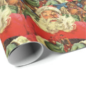 おもちゃのあるソリのヴィンテージクリスマスサンタクロース ラッピングペーパー (ロールコーナー)