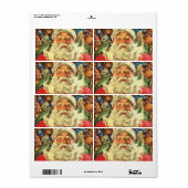 おもちゃのあるソリのヴィンテージクリスマスサンタクロース ラベル (フルシート)