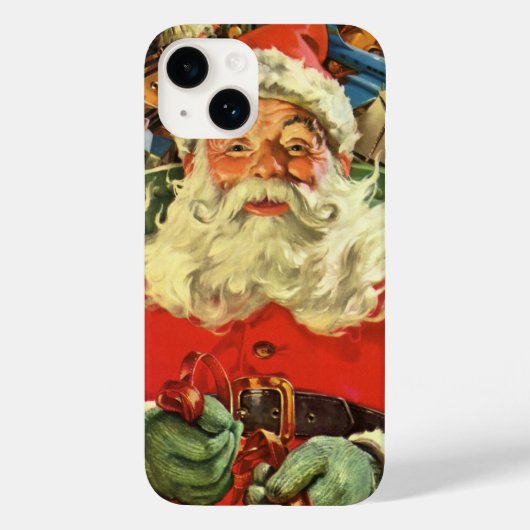 おもちゃのあるソリのヴィンテージクリスマスサンタクロース Case-Mate iPhoneケース (裏面)