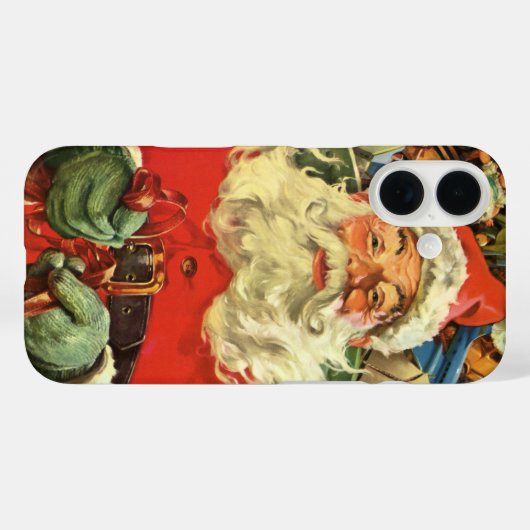 おもちゃのあるソリのヴィンテージクリスマスサンタクロース Case-Mate iPhoneケース (裏面 (横))