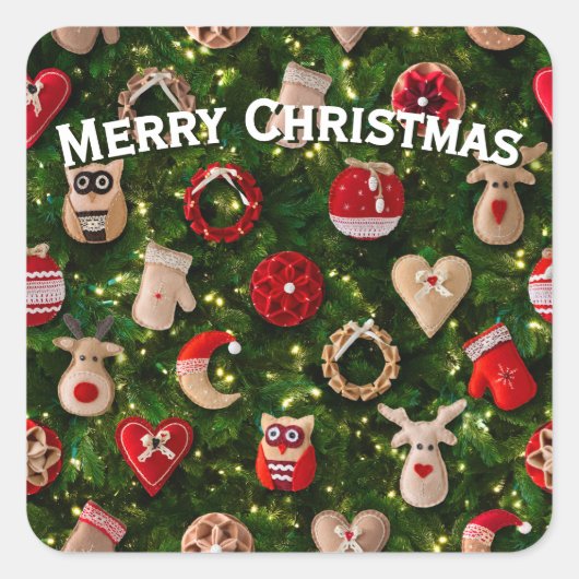 おもちゃのある感じクリスマスツリー スクエアシール (正面)