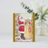 . .おもちゃのたっぷりサックを持つサンタクロース シーズンポストカード (スタンド正面)