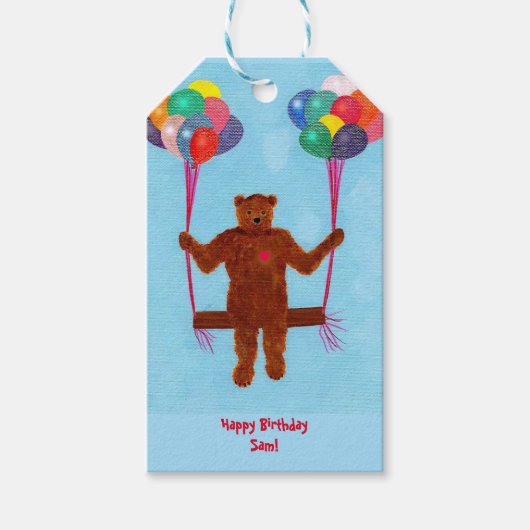 おもちゃのクマのぬいぐるみ 誕生日プレゼント タグをカスタマイズ ギフトタグ (正面)