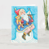 おもちゃのクリスマスのヴィンテージサンタ シーズンカード (正面)