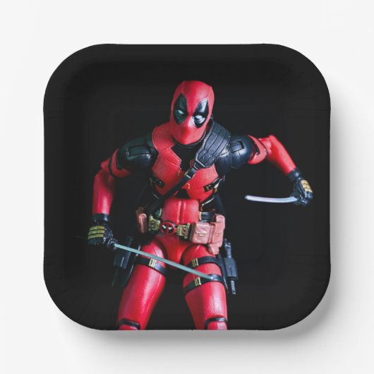 おもちゃのクール写真スーパーヒーロー ペーパープレート (正面)