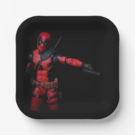 おもちゃのクール写真スーパーヒーロー ペーパープレート (正面)