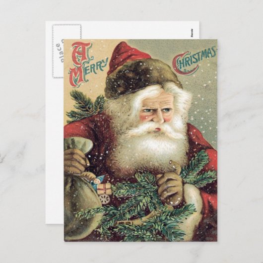 おもちゃのサンタクロース袋エバーグリーンバウ シーズンポストカード (正面/裏面)