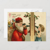 おもちゃのサンタクロース袋ホリー電話 シーズンポストカード (正面/裏面)