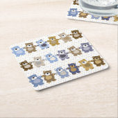 おもちゃのテディー・ベアのパターン スクエアペーパーコースター (アングル)