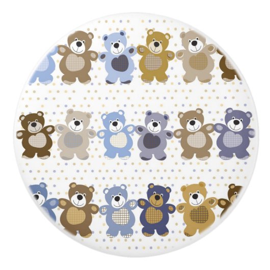 おもちゃのテディー・ベアのパターン セラミックノブ (正面)