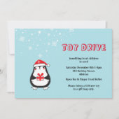 おもちゃのドライブかわいいサンタペンギン 招待状 (正面)