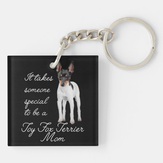 おもちゃのフォックステリア犬のお母さんKeychain キーホルダー (裏面)