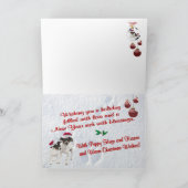 おもちゃのフォックステリア犬のクリスマスは挨拶状を望みます シーズンカード (内部)