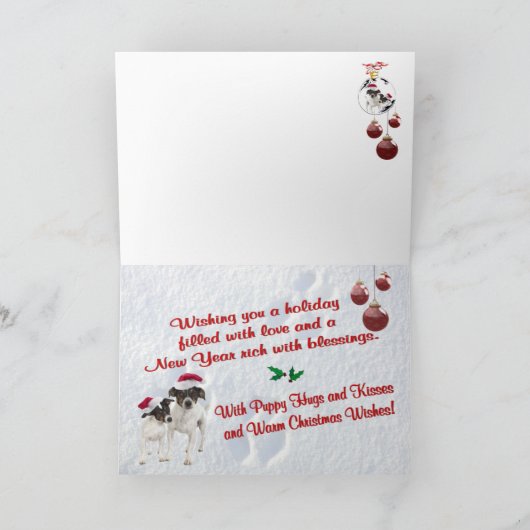 おもちゃのフォックステリア犬のクリスマスは挨拶状を望みます シーズンカード (内部)