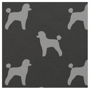 おもちゃのプードル犬が灰色と黒のシルエット模様 ファブリック