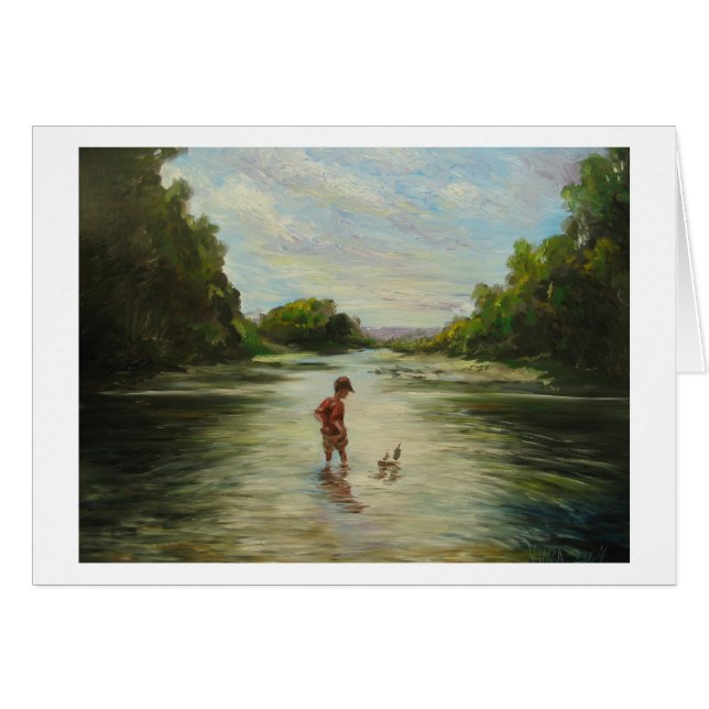 おもちゃのボートを持つ男の子 (正面横)