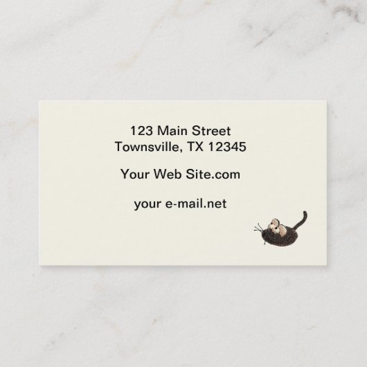 おもちゃのマウスが付いている漫画の子猫 名刺 (裏面)