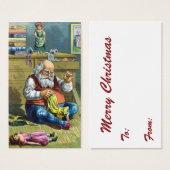 おもちゃの人形を作るサンタクロース、ビンテージクリスマス (正面&裏面)