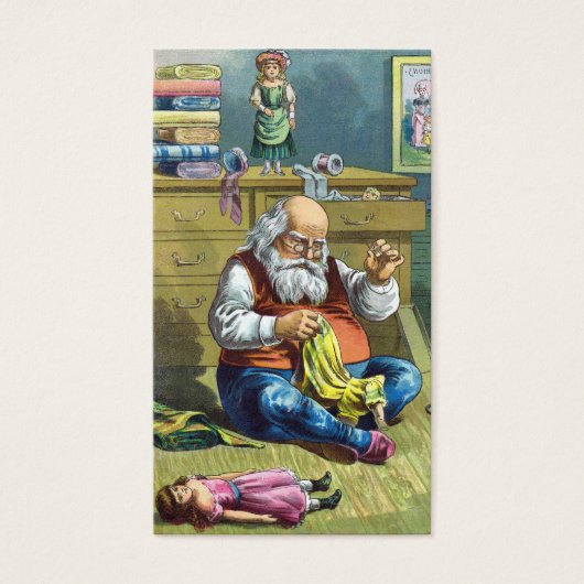 おもちゃの人形を作るサンタクロース、ビンテージクリスマス (正面)