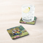 おもちゃの人形を作るサンタクロース、ビンテージクリスマス コースター (右側)