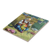 おもちゃの人形を作るサンタクロース、ビンテージクリスマス タイル (側面)