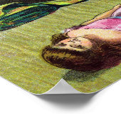 おもちゃの人形を作るサンタクロース、ビンテージクリスマス ポスター (角)