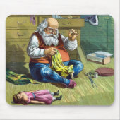 おもちゃの人形を作るサンタクロース、ビンテージクリスマス マウスパッド (正面)