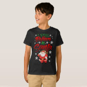 おもちゃの信じサンタバッグに未だかわいいクリスマ Tシャツ (正面フル)