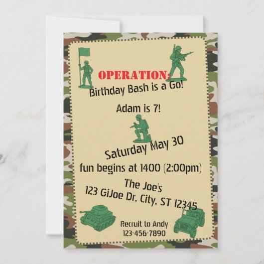 おもちゃの兵隊のお誕生日会 Operation Birthday Bash 招待状 (正面)