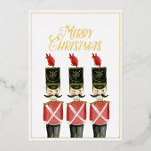 おもちゃの兵隊 クリスマス ゴールドホイル 水彩 箔シーズンカード (正面)