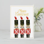 おもちゃの兵隊　メリークリスマス　ゴールドホイル　水彩 箔シーズンカード (立ち正面)