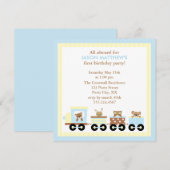 おもちゃの列車の子供の誕生日パーティーの招待状 招待状 (正面/裏面)