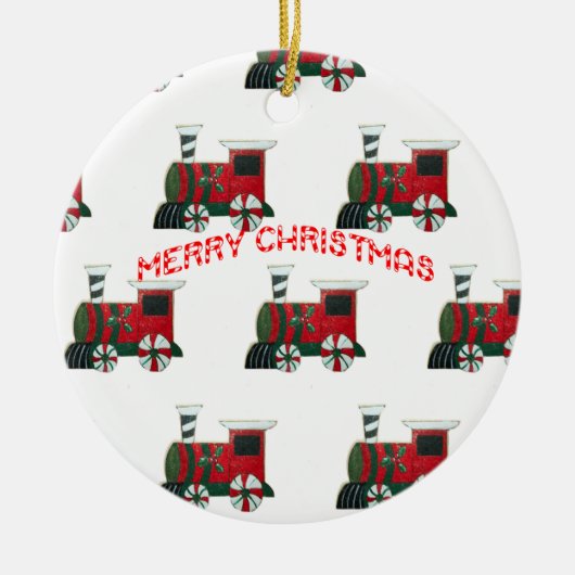 おもちゃの列車サンタクリスマスオーナメント セラミックオーナメント (正面)