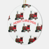 おもちゃの列車サンタクリスマスオーナメント セラミックオーナメント (左)