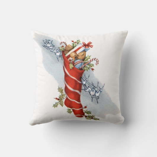 おもちゃの十分に貯蔵するヴィンテージのクリスマス クッション (裏面)