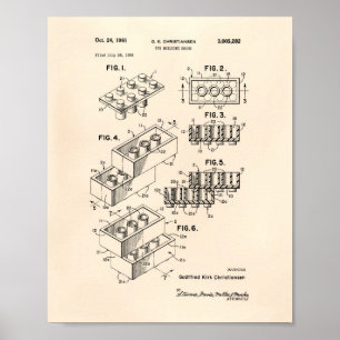 おもちゃの建物の煉瓦1961パテントの芸術-古いPeper ポスター