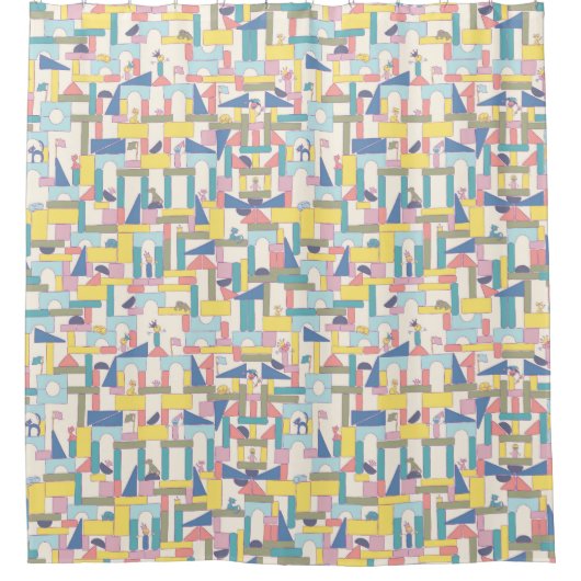 おもちゃの建物は、人々は猫をペット犬 シャワーカーテン (正面)