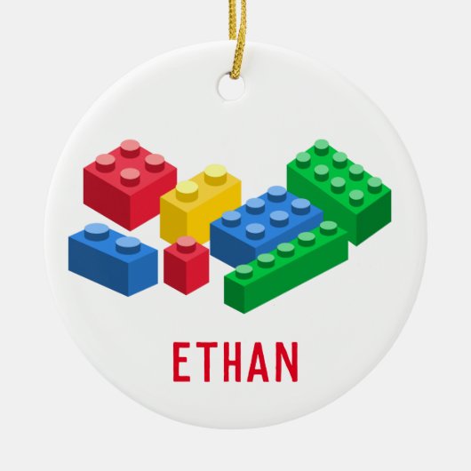 おもちゃの建物レンガカラフルの子供 セラミックオーナメント (正面)