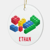 おもちゃの建物レンガカラフルの子供 セラミックオーナメント (左)