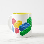 おもちゃの建物レンガカラフルの子供 ツートーンマグカップ (正面左)