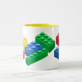おもちゃの建物レンガカラフルの子供 ツートーンマグカップ (中央)