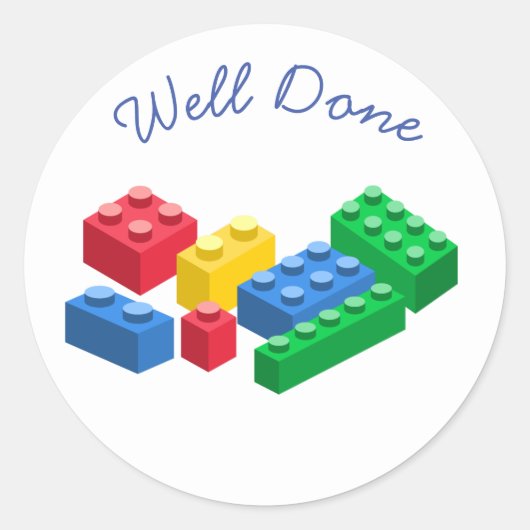 おもちゃの建物レンガカラフルの子供 ラウンドシール (正面)