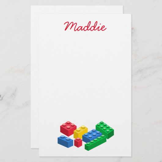 おもちゃの建物レンガカラフルの子供 便箋 (正面/裏面)
