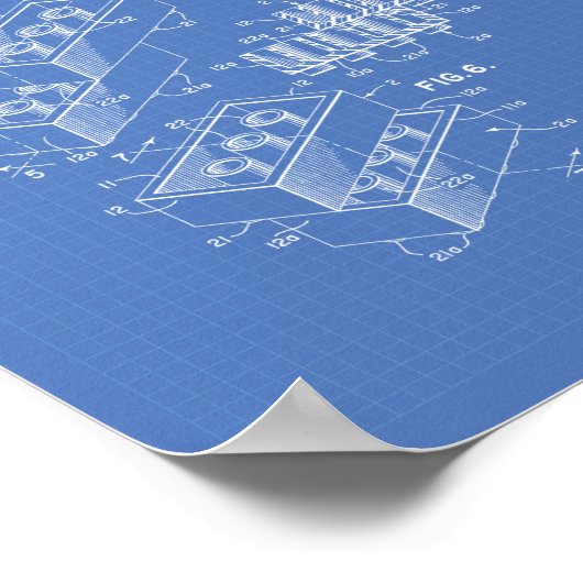 おもちゃの建物レンガ1961特許アート – 青写真 ポスター (角)