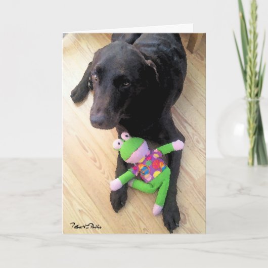 おもちゃの恋しく思写真を使ったかわいいチョコレートラボ カード (正面)