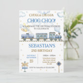 おもちゃの汽車の子供の誕生日招待状 招待状 (スタンド正面)