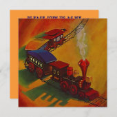 おもちゃの汽車の線路　〜誕生日パーティーの招待状 招待状 (正面/裏面)